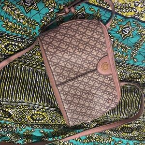 Anne Klein Brown Crossbody Bag with Geometric Pattern